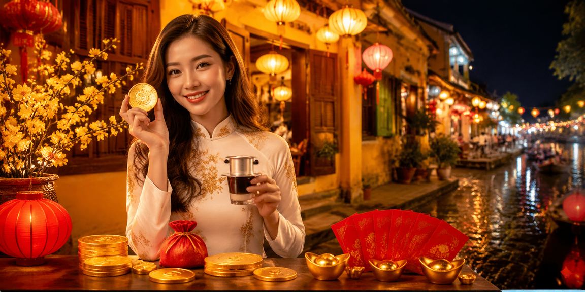 Người dùng Hội An kiểm tra tài khoản và nạp tiền nhận bonus trong không khí cà phê yên bình